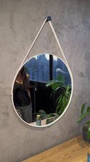 Espelho Redondo Adnet 50cm com Alça e Suporte Sala Hall Lavabo Banheiro Quarto - Outlet Dos Espelhos