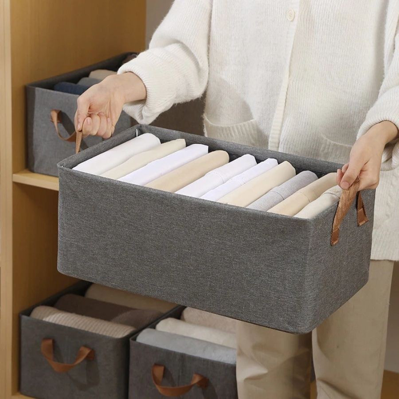 KIT 2/4/6/8 Cesto Organizador de Guarda Roupas Reforçado Caixa para Armazenar Multiuso Rígido