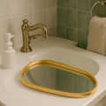 BANDEJA ORGANICA ESPELHADA DECORATIVA MULTIUSO BANHEIRO LAVABO SALA PRETO DOURADO