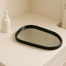 BANDEJA ORGANICA ESPELHADA DECORATIVA MULTIUSO BANHEIRO LAVABO SALA PRETO DOURADO