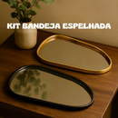 BANDEJA ORGANICA ESPELHADA DECORATIVA MULTIUSO BANHEIRO LAVABO SALA PRETO DOURADO