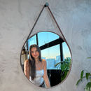 Espelho Redondo Adnet 50cm com Alça e Suporte Sala Hall Lavabo Banheiro Quarto - Outlet Dos Espelhos