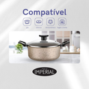 Conjunto De Panelas 10 Peças Antiaderente Caçarola Frigideira Fervedor Cor Coffee Cappuccino + Talheres