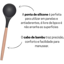Kit C/12 Peças Utensílios De Cozinha Colheres Espatula Silicone Cabo Madeira Decoração Livre BPA